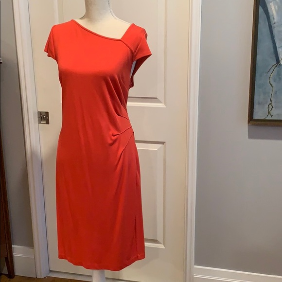 Ann Taylor Coral Cap Sleeve Sheath Dress size 10 Tall - Picture 3 of 9